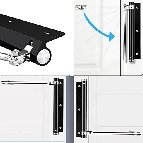 zeng Automatic Door Closer, 304 Stainless Steel, Surface Mounted, Adjustable Spring, Commercial and Residential (Black) - Image 3