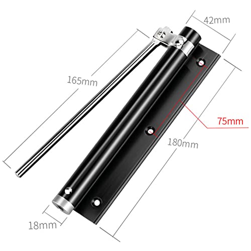 zeng Automatic Door Closer, 304 Stainless Steel, Surface Mounted, Adjustable Spring, Commercial and Residential (Black) - Image 2