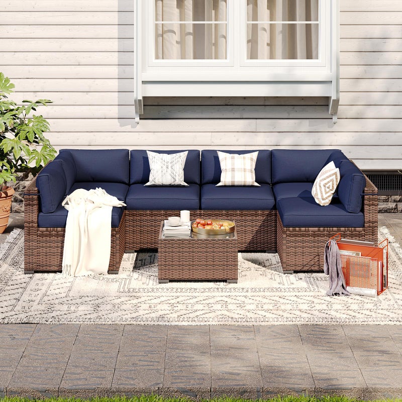 Aoxun 14-Piece Outdoor Cushions Covers with Zippered and Anti-Slip Dot, Patio Cushion Covers Replacement for Outdoor Furniture, Washable Reusable Couch Protectors, Navy Blue (Covers Only) - Image 3