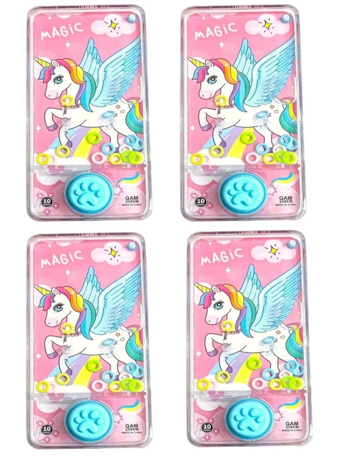 AMANVANI Unicorn Ring Toss Water Game for Kids - Transparent Handheld Toy for Boys and Girls (4pcs) - Image 1