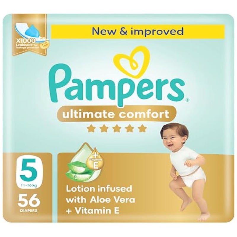 Pampers Baby-Dry Diapers, Size 5 (11–16 Kg), 56 Pcs