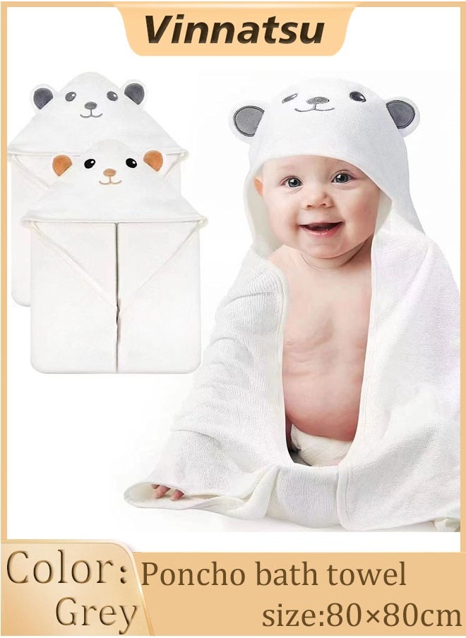 Vinnatsu Vinnatsu Hooded Towel for Kids ,80 X 80 cm for 3-10 Years - Premium Kids Bath Towel Beach Towels Wrap for Girls, Boys,Grey  - Image 1