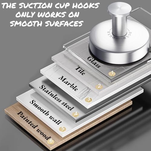DGYB Suction Cup Hooks for Shower Set of 2 Removable Stainless Steel Towel Hook for Bathroom Glass Window Door Wall and Suction Wreath Hook for Hanging Robe, Loofah, Coat - Silver - Image 4