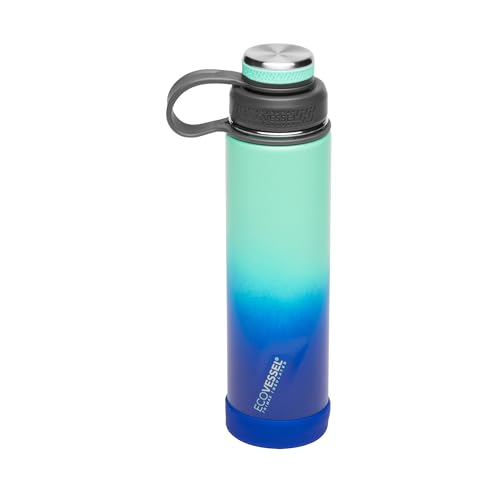 EcoVessel Stainless Steel Water Bottle with Insulated Dual Lid, Insulated Water Bottle with Strainer and Silicone Bottle Bumper, Coffee Mug – 24oz (Galactic Ocean) - Image 1