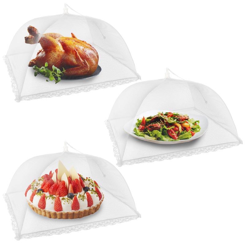 أغطية طعام كبيرة وطويلة NEPAK 3 17x17 خيام طعام أغطية طعام في الهواء الطلق أغطية شبكية منبثقة للخارج خيام للشاشات حفلات نزهات شواء قابلة لإعادة الاستخدام وقابلة للطي