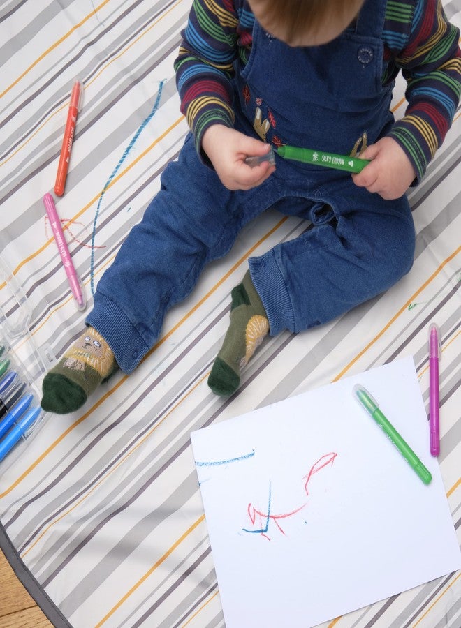 Prince Lionheart Multi-Purpose Catchall, Round Splat Mat, Gray Stripe, Great for Meal or Craft Time, Easy Clean Up, 47.75x47.75 Inch (Pack of 1) - Image 3