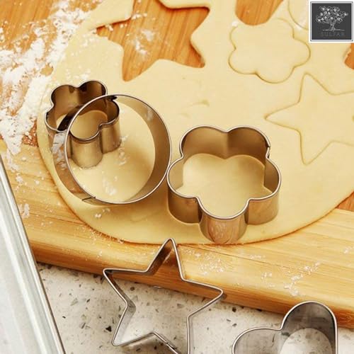 Sulfar Combo of Stainless Steel Cookie Cutter, Silicone Spatula & Pastry Brush, Hand Wire Whisk - Image 2