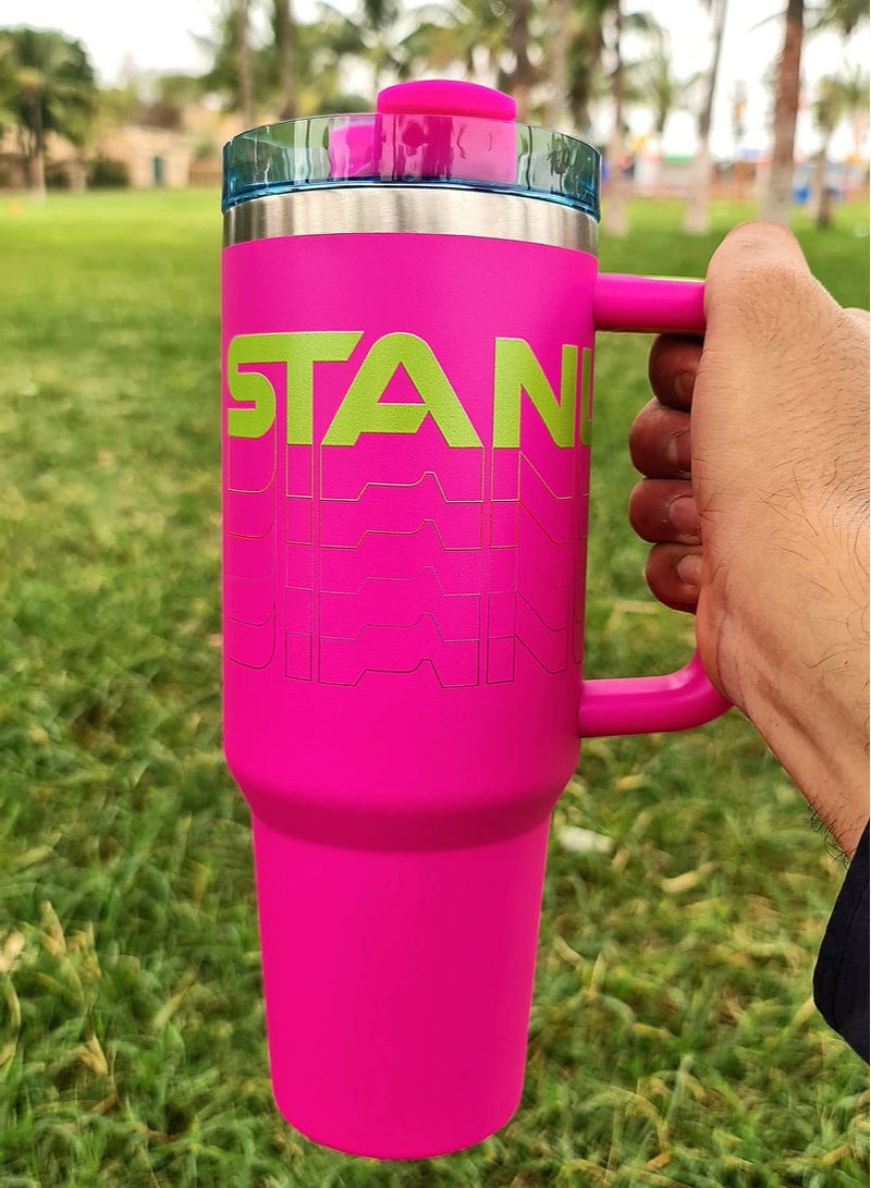 Stanley Reverb Original 40oz Insulated Stainless Steel Travel Mug in Hot Magenta – Large Tumbler with Reusable Straw and Spill-Proof Lid, Keeps Drinks Hot or Cold for Hours, Perfect for Travel, Office, Gym, and Daily Hydration - Image 5