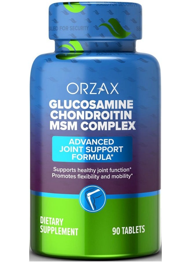 ORZAX - Glucosamine Chondroitin Msm With Turmeric Collagen Boswellia & Bromelain Advanced Joint Tendon Ligament Support Supplement Helps For Bone Strengthening 90 Tablets - Image 1