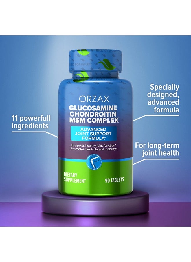 ORZAX - Glucosamine Chondroitin Msm With Turmeric Collagen Boswellia & Bromelain Advanced Joint Tendon Ligament Support Supplement Helps For Bone Strengthening 90 Tablets - Image 1