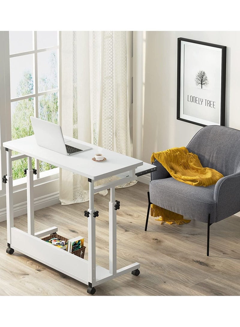 طاولة جانبية قابلة للتحريك، طاولة مكتب متنقلة لحامل الكمبيوتر المحمول، طاولة سرير قابلة للتعديل - Image 3