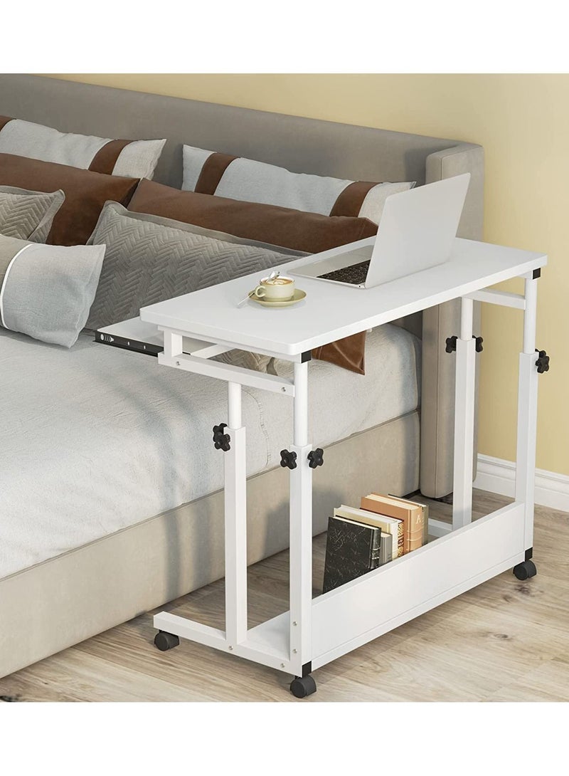 طاولة جانبية قابلة للتحريك، طاولة مكتب متنقلة لحامل الكمبيوتر المحمول، طاولة سرير قابلة للتعديل - Image 1