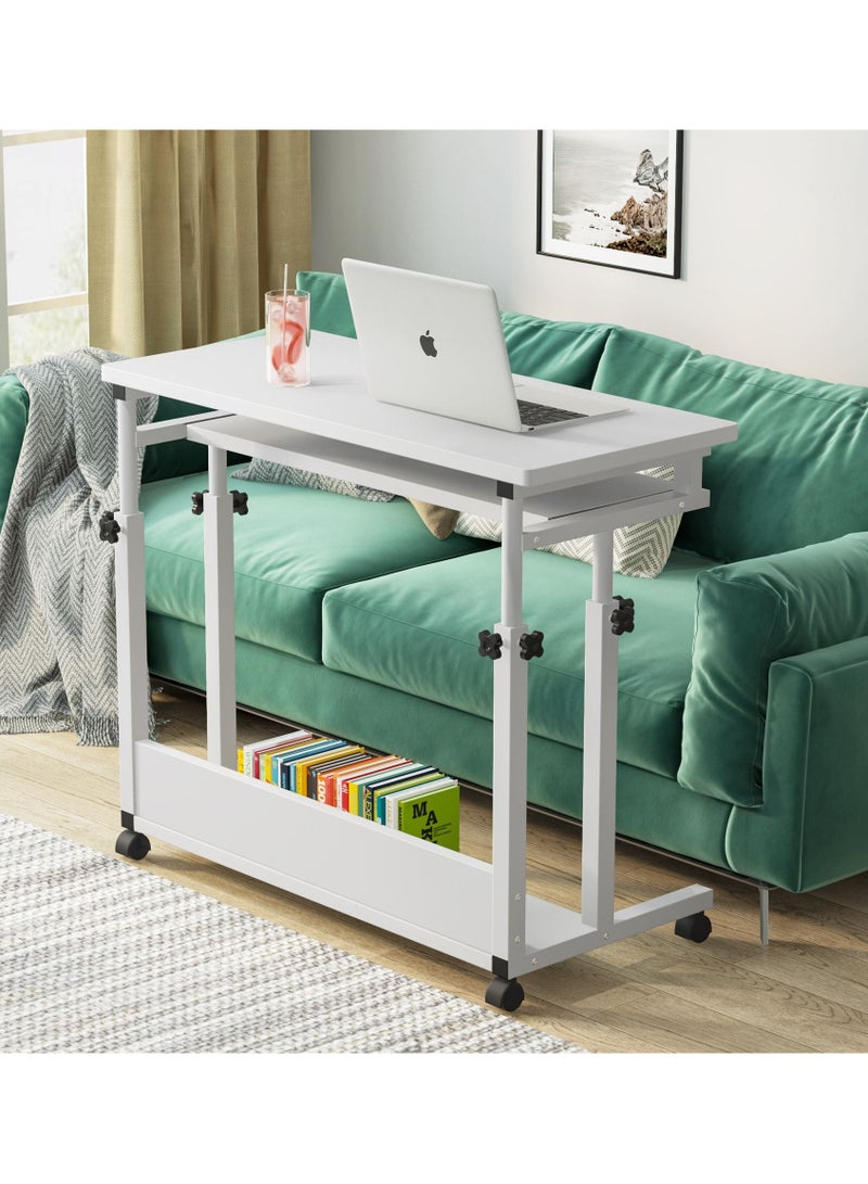 طاولة جانبية قابلة للتحريك، طاولة مكتب متنقلة لحامل الكمبيوتر المحمول، طاولة سرير قابلة للتعديل - Image 2