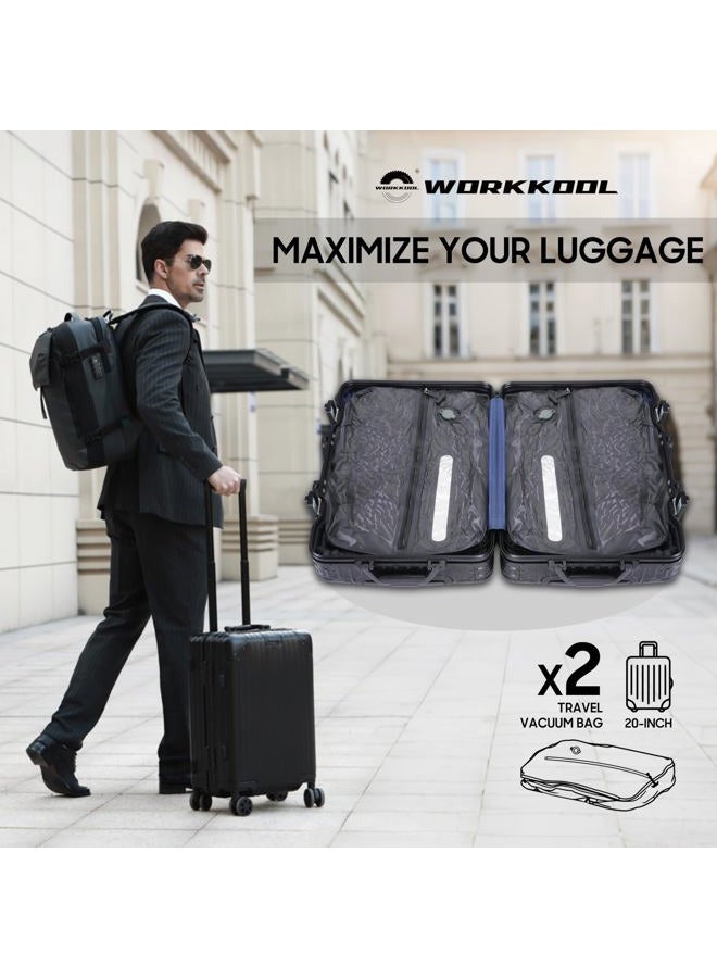 WORKKOOL 41L Vacuum Packing Cubes for Travel with Pump,Waterproof Travel compression bags for Suitcase, Luggage, Backpack(Grey,Large Volume 41L,2-PACK) - Image 3