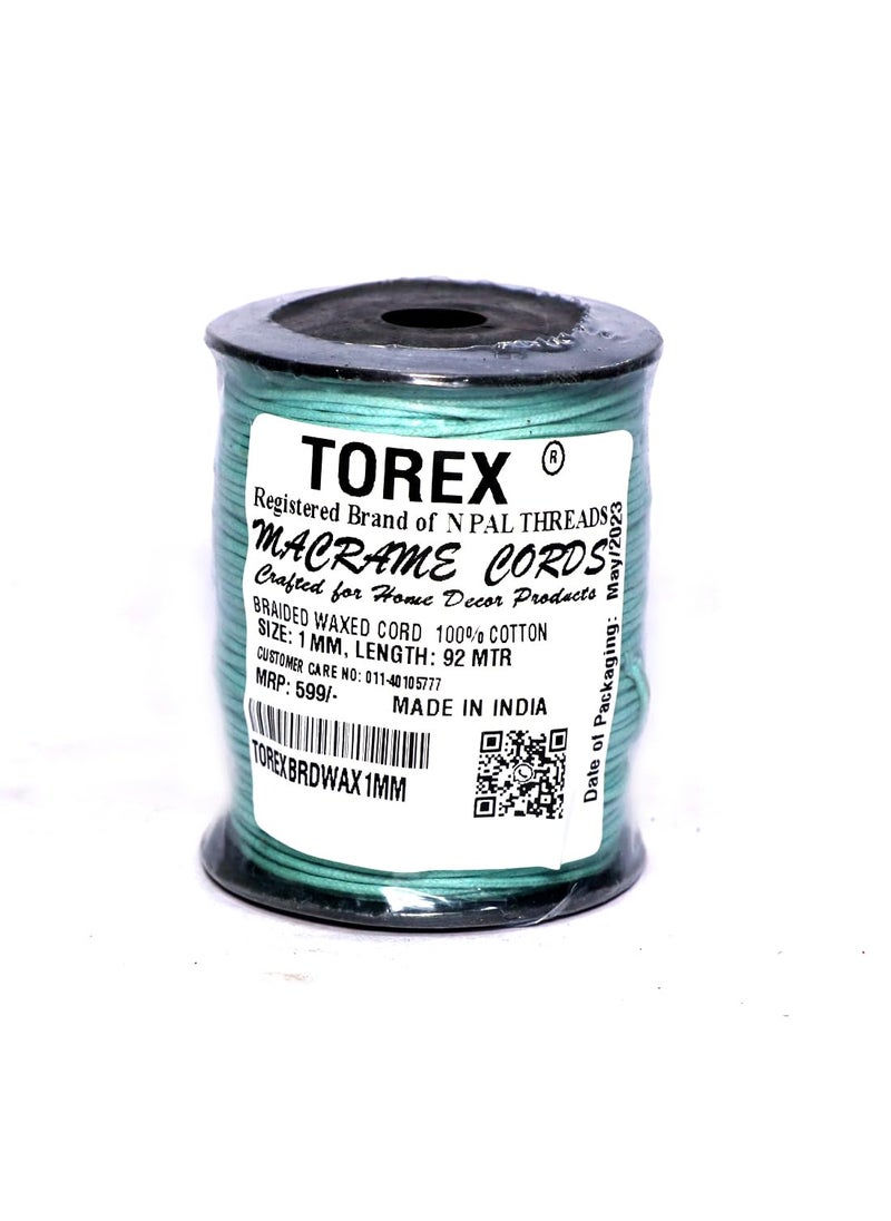 Torex TOREX� 92 Mt, 1mm Thick, Roll Braided Wax Cotton Cord for DIY Jewellery Making, Beading, Art and Craft Work and Handicrafts, (Pack of 1 pcs C- Green)  - Image 2