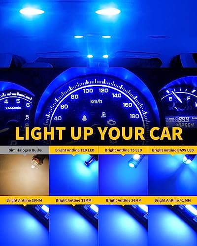 Antline 42 Pieces 29mm 31mm 36mm 41mm BA9S T5 T10 LED Interior Light Bulb Kit, Super Bright 12 Volt LED Replacements for Dome Map Dashboard Trunk Cargo Door Courtesy License Plate Lights (Blue) - Image 3