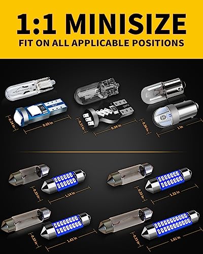 Antline 42 Pieces 29mm 31mm 36mm 41mm BA9S T5 T10 LED Interior Light Bulb Kit, Super Bright 12 Volt LED Replacements for Dome Map Dashboard Trunk Cargo Door Courtesy License Plate Lights (Blue) - Image 2