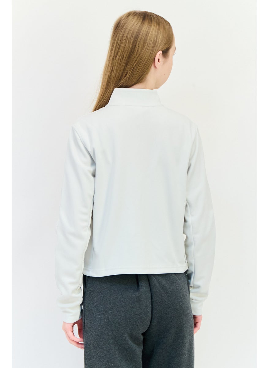 Adidas Women Sportswear Fit Long Sleeves Outdoor Crop Tops, Light Grey  - Image 2