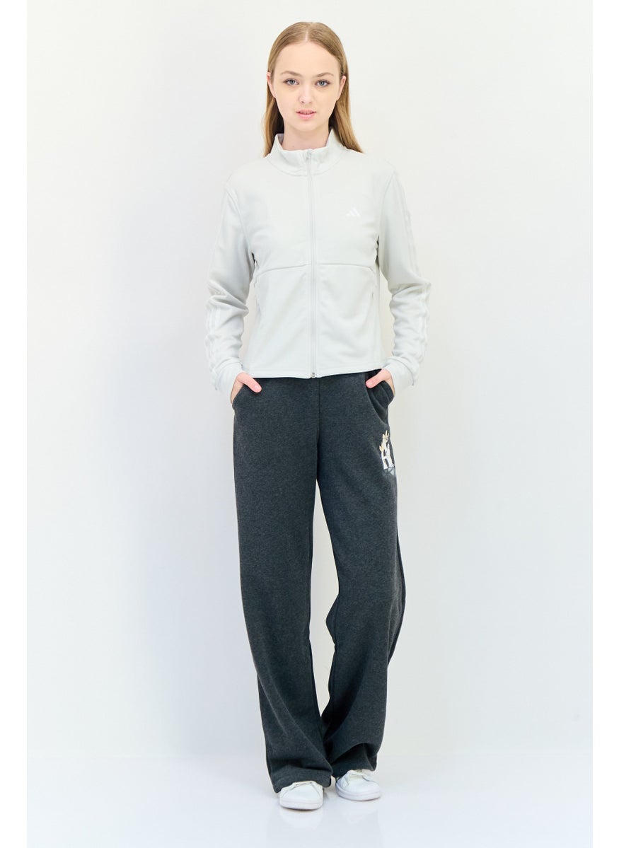 Adidas Women Sportswear Fit Long Sleeves Outdoor Crop Tops, Light Grey  - Image 3
