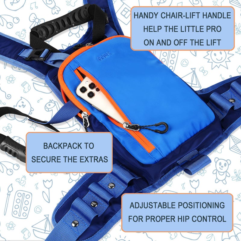 QOGIR Ski Harness for Kids: Learn to Ski Safely and Teach Your Child The Speed Control of Skiing and Snowboarding, Snowboard Trainer with Mini Backpack and Adjustable Seat Harness - Image 4