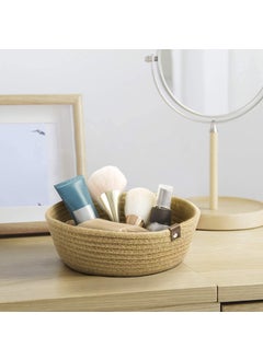 ASSUJA ASSUJA Natural Jute small box mini rope paper storage Round Beige basket brown hamper baby nursery tray bucket set of 3 for Living or Drawing Roomfruits kitchenofficeshelfs Beige  - Image 3
