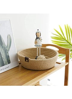 ASSUJA ASSUJA Natural Jute small box mini rope paper storage Round Beige basket brown hamper baby nursery tray bucket set of 3 for Living or Drawing Roomfruits kitchenofficeshelfs Beige  - Image 4