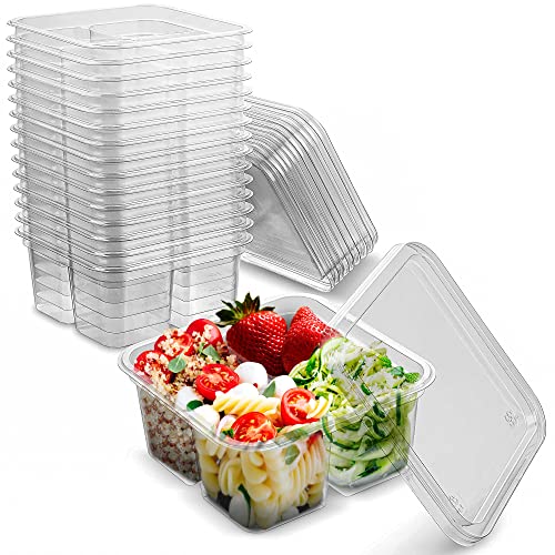 MT Products Clear 4 Compartment Meal Prep 6" x 6" - Disposable Divided Bento Box (Pack of 15) - Made in the USA - Image 1