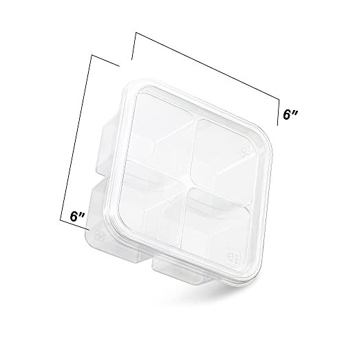 MT Products Clear 4 Compartment Meal Prep 6" x 6" - Disposable Divided Bento Box (Pack of 15) - Made in the USA - Image 2