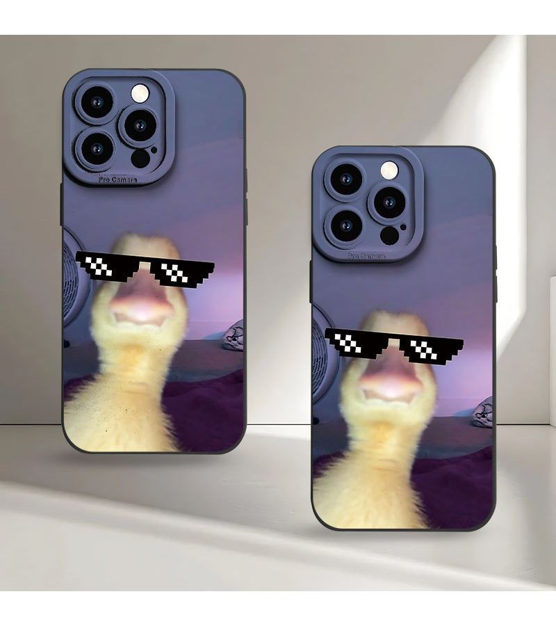 Black UV Printed Duck Pattern Matte Phone Case 360 Full Coverage Soft Protective For iPhone 16 - Image 4
