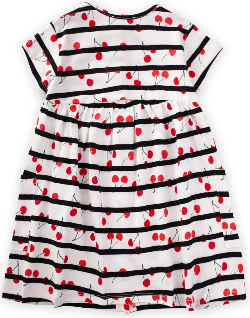 Cigit Black Striped Tong Patterned Pocket Dress