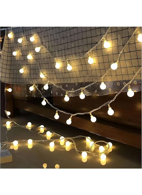Xspring Globe String Lights, 10M Outdoor Round Globe Ball String Lights Battery Operated No Remote Fairy Lights, Warm White Globe Fairy Lights Sky Lamp for Bedroom, Classroom, Garden, Party