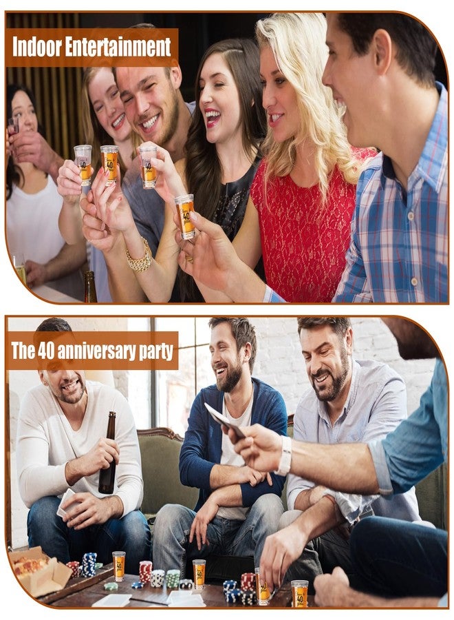 Sliner 48 Pack Birthday Shot Glasses Bulk 1.4oz Cheers to 30/40/50/60/70/80 Years Shot Glass Unbreakable Thick Base Mini Clear Plastic Wine Glass Anniversary Favors for Guests(Black,40 Years) - Image 5