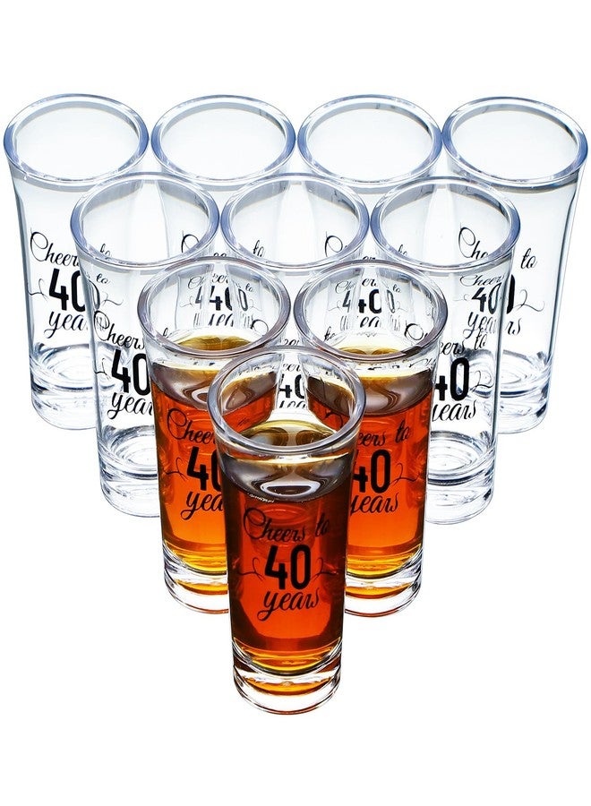 Sliner 48 Pack Birthday Shot Glasses Bulk 1.4oz Cheers to 30/40/50/60/70/80 Years Shot Glass Unbreakable Thick Base Mini Clear Plastic Wine Glass Anniversary Favors for Guests(Black,40 Years) - Image 1