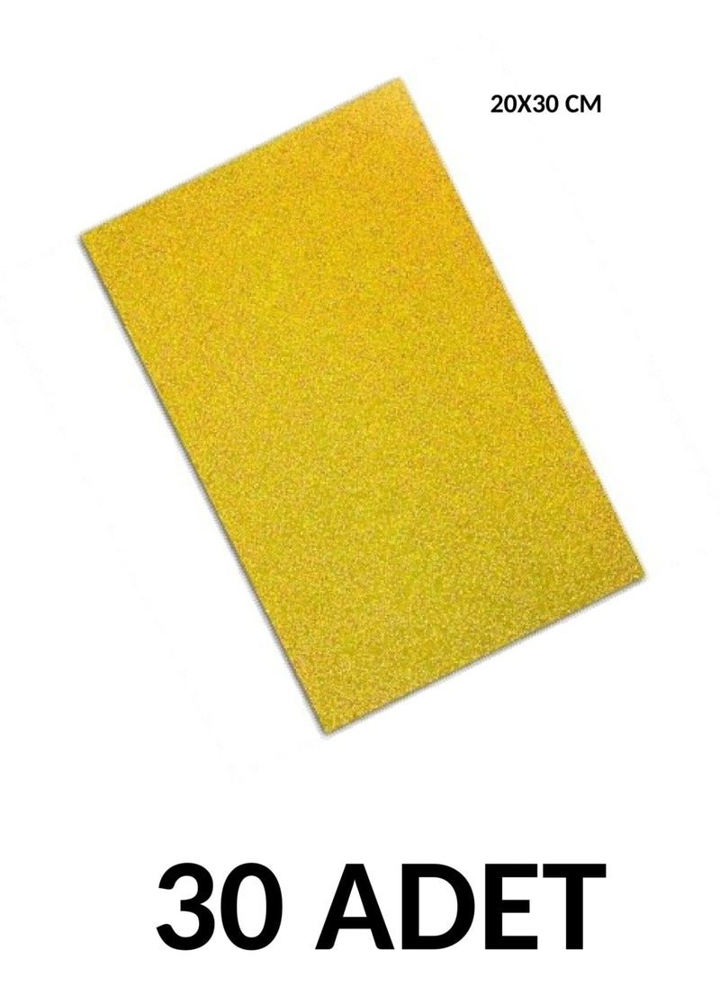 Ticon 30 Pieces A4 Glitter Adhesive Eva 20X30CM Gold  - Image 1