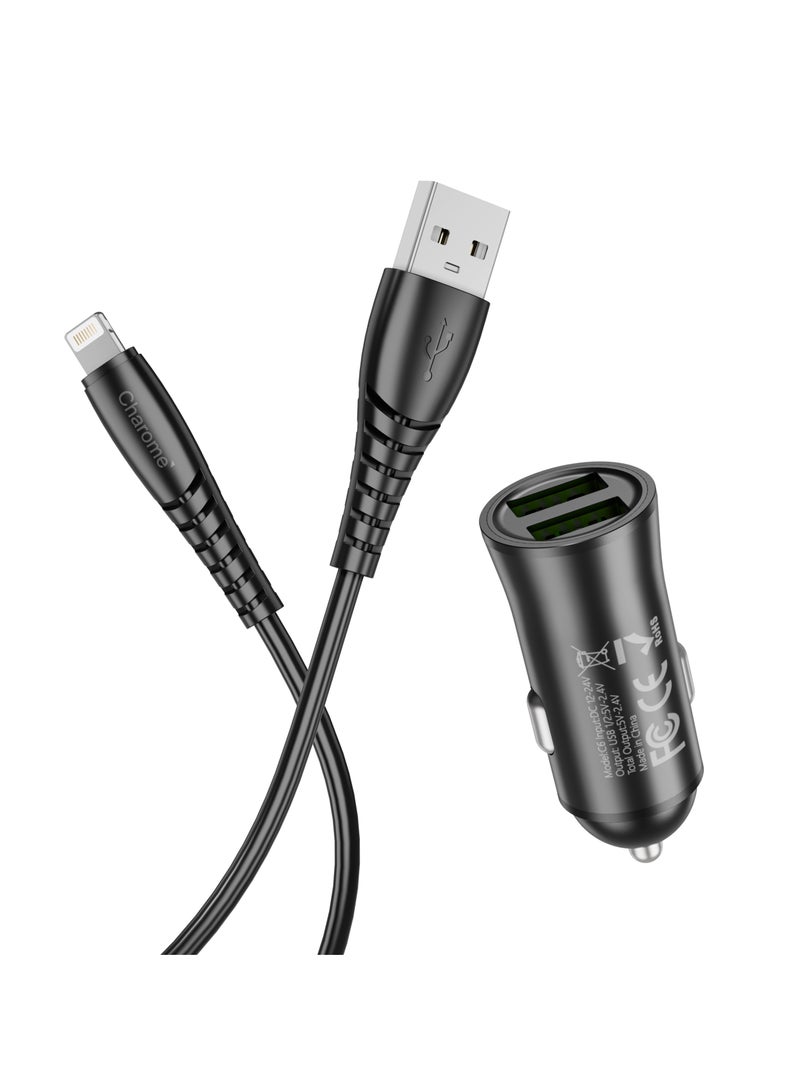Charome Car Charger Set Lightning Fast Charging, Stable Metal Build, Dual Port, Smart IC Technology, Compact Design, Universal Compatibility, Overcharge Protection - Image 2