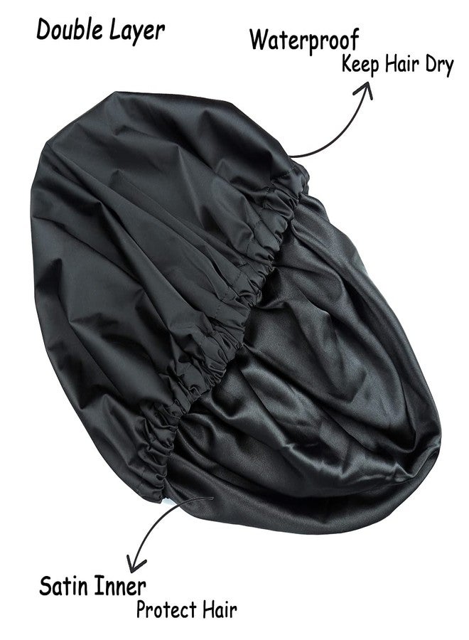 Heerf Jumbo Shower Cap for Men and Women with Box Braid, Locs, Long Curly Hair to Prevent Frizz - Image 3