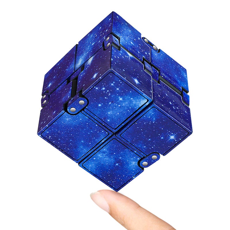 WUQID Infinitycube Fidget Toy Stress Relieving Fidgeting Game for Kids and Adults,Cute Pocket-Sized Unique Gadget for Anxiety Relief and Kill Time (Blue) - Image 1