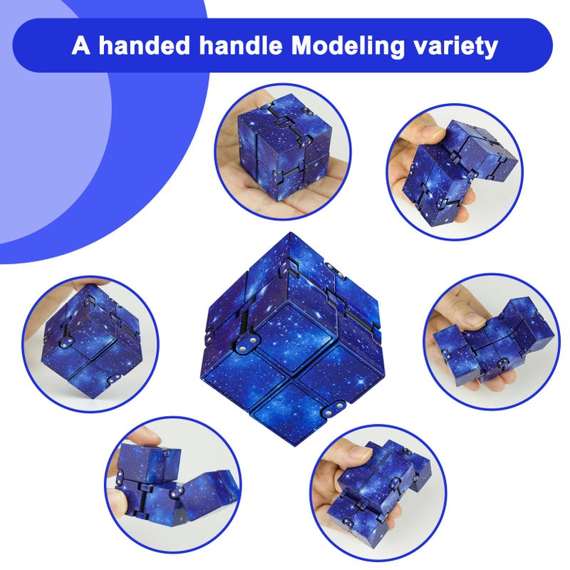 WUQID Infinitycube Fidget Toy Stress Relieving Fidgeting Game for Kids and Adults,Cute Pocket-Sized Unique Gadget for Anxiety Relief and Kill Time (Blue) - Image 2