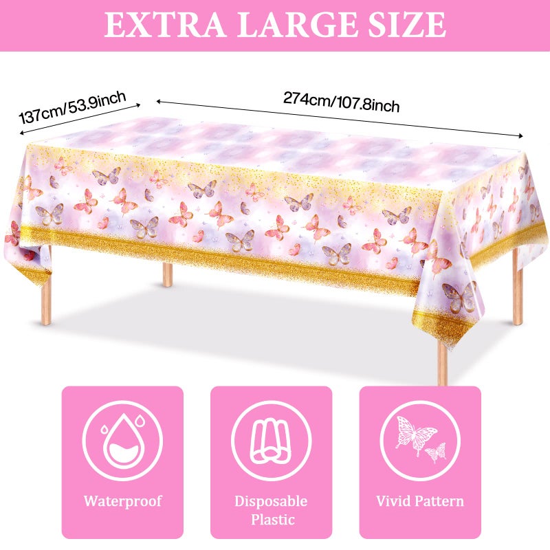 7CDXD Butterfly Party Decorations, Girls Birthday Themes Decorations with Balloon Arch Kit Butterfly Photography Backdrop Banner and Tablecloth for Girls Women Butterfly Birthday Decor - Image 3