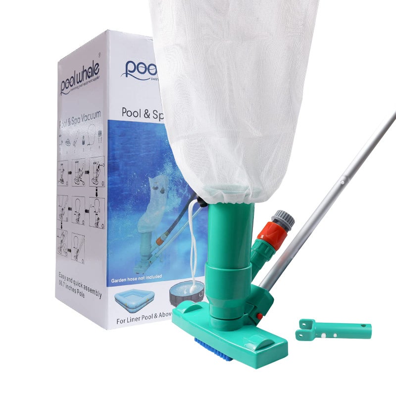 POOLWHALE POOLWHALE Upgrades Pool Spa Pond Mini Jet Vac Vacuum Cleaner w/Brush, Bag,6 Sections Telescopic Pole of 56.5" and Handle  - Image 1