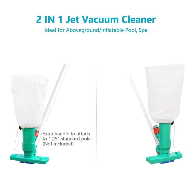 POOLWHALE POOLWHALE Upgrades Pool Spa Pond Mini Jet Vac Vacuum Cleaner w/Brush, Bag,6 Sections Telescopic Pole of 56.5" and Handle  - Image 5