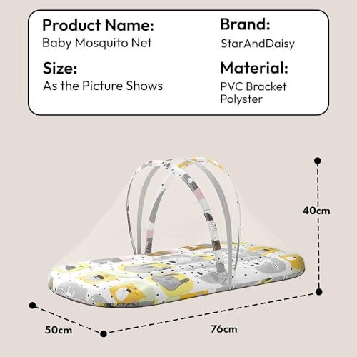 StarAndDaisy 3 in 1 Baby Nest Mosquito net for Sleeping - Newborn, Mosquito net for Baby/Soft and Comfortable Bed, Washable Cotton Design for 0-12 Months Baby (Animal Print) - Image 2