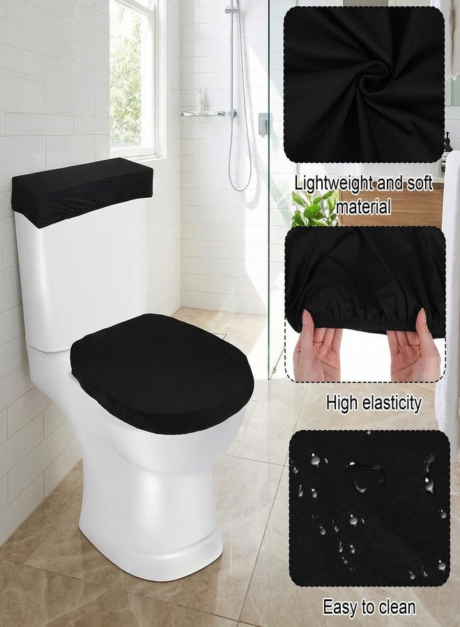 Thrymme 1 Pair Black Toilet Cover and Toilet Tank Cover Set, Soft Stretch Polyester Universal Fit Covers for Most Standard Toilets, Bathroom Decor and Protection - Image 4