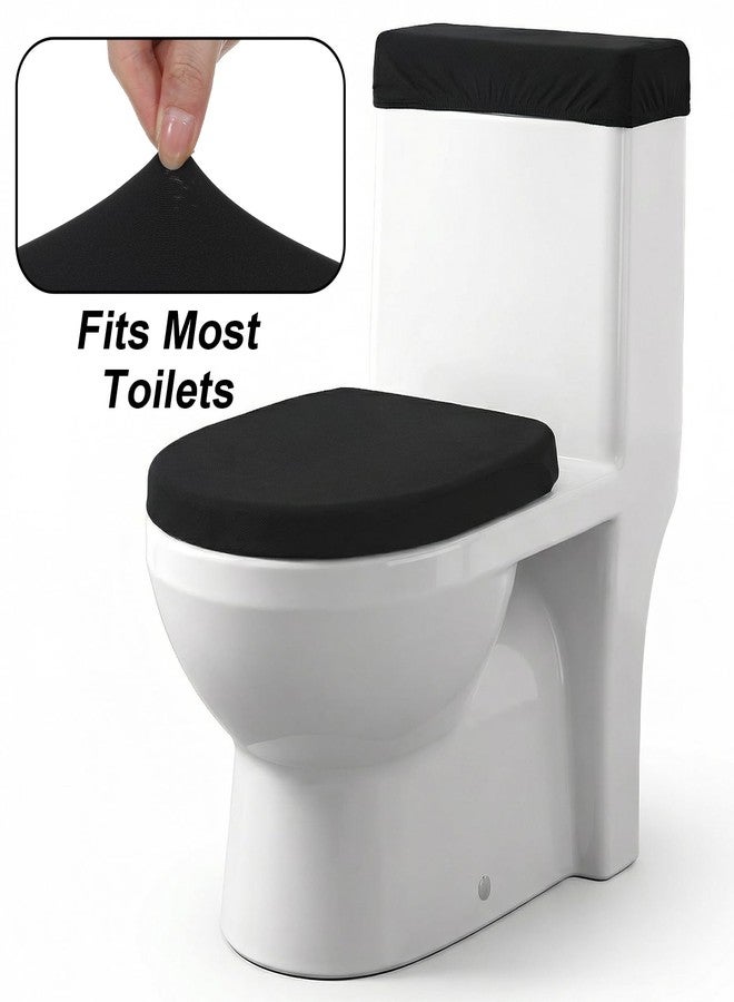 Thrymme 1 Pair Black Toilet Cover and Toilet Tank Cover Set, Soft Stretch Polyester Universal Fit Covers for Most Standard Toilets, Bathroom Decor and Protection - Image 3