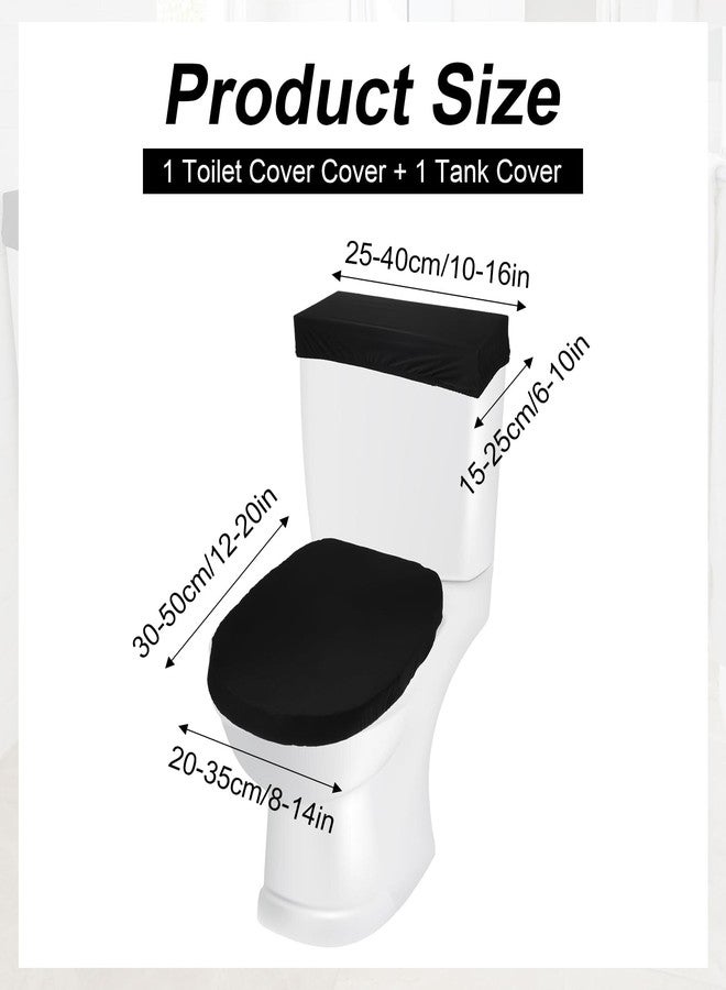 Thrymme 1 Pair Black Toilet Cover and Toilet Tank Cover Set, Soft Stretch Polyester Universal Fit Covers for Most Standard Toilets, Bathroom Decor and Protection - Image 2