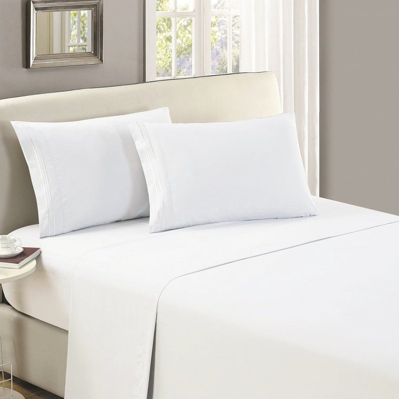 Mellanni Twin Flat Sheet Only - Iconic Collection Bedding Sheets - Hotel Luxury  Extra Soft  Cooling Top Sheet - Easy Care - Wrinkle  Fade  Stain Resistant - 1 PC (Twin  White) - Image 3