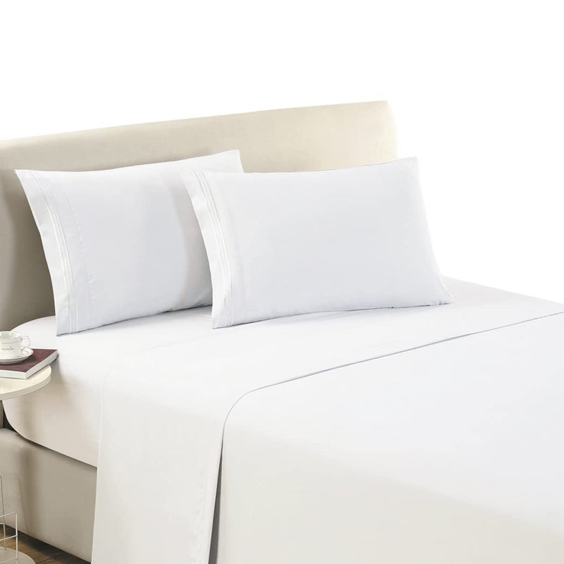 Mellanni Twin Flat Sheet Only - Iconic Collection Bedding Sheets - Hotel Luxury  Extra Soft  Cooling Top Sheet - Easy Care - Wrinkle  Fade  Stain Resistant - 1 PC (Twin  White) - Image 2