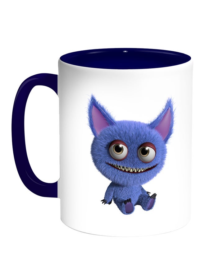 Colourful Monster Printed Coffee Mug White/Blue 11ounce