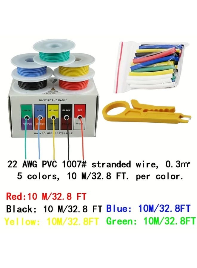 22 AWG PVC Electronic Wire 5 Color Boxed Tinned Copper OK Wire 393 7 Inch - Image 1