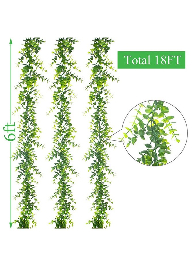 GUSGU 3 حزمة الاصطناعية الأوكاليبتوس جيلاند ، 6Ft / 1.8m مزيفة الأوكاليبتوس الكروم النبات وهمية معلقة أوراق الأوكاليبتوس الخضراء جيلاند للزفاف خلفية قوس جدار الجدول حزب المهرجان في الهواء الطلق ديكور - Image 3